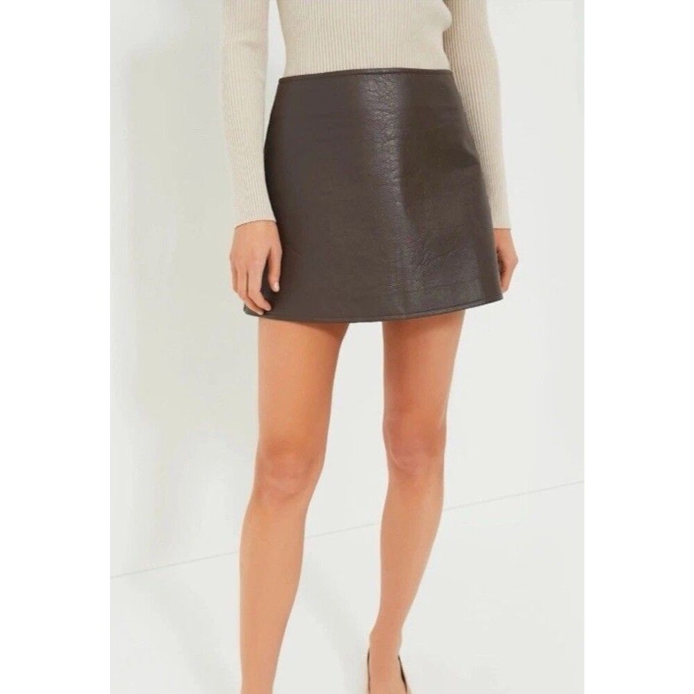 Tuckernuck Brown Faux Leather Meg Mini Skirt Women’s Size M A-Line Chic Fall